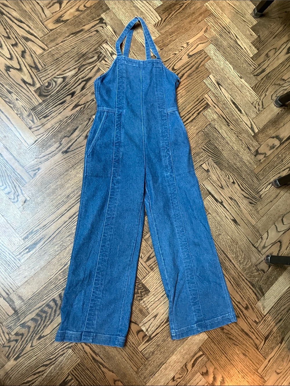 Apiece Apart NYC Carmen Blue Denim Wide-Leg Overalls 6 - Picture 4 of 10